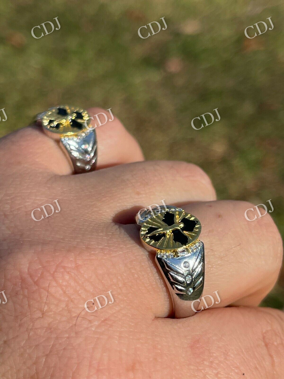 Jesus On Cross Ring 14k Gold & Enamel Finish For Mens  customdiamjewel   