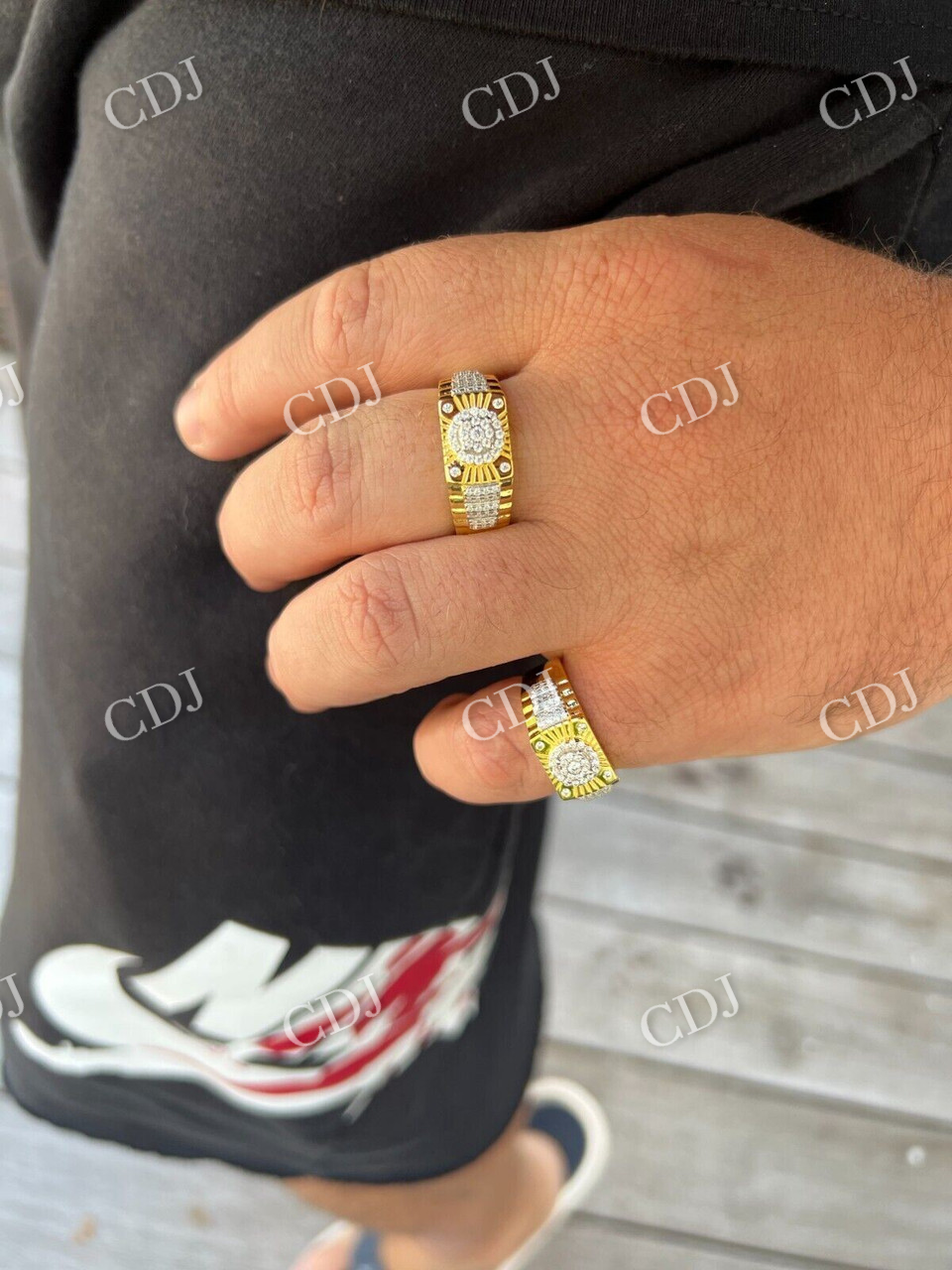 14k Gold Iced Hip Hop Star Diamond Ring For Mens  customdiamjewel   