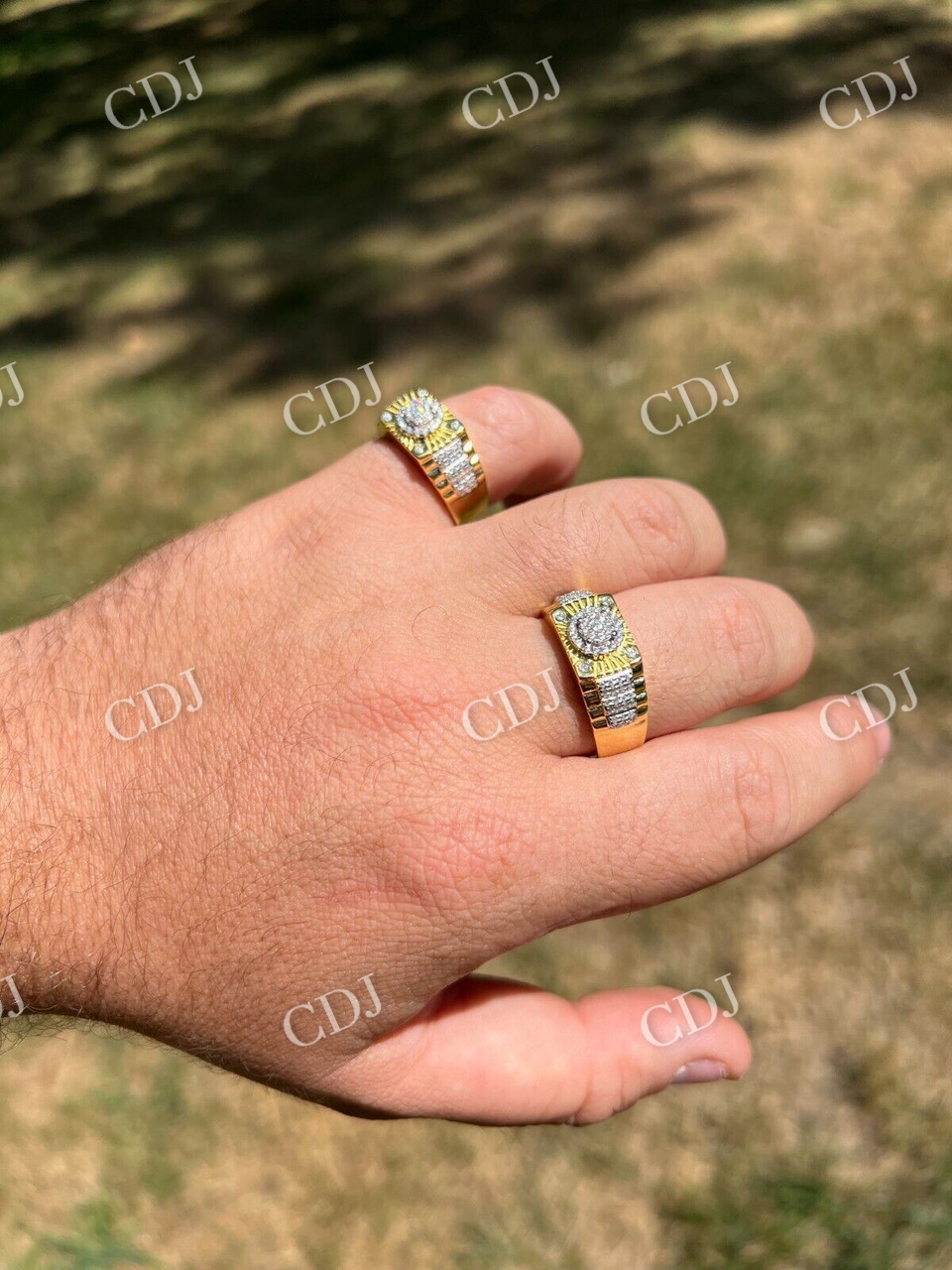 14k Gold Iced Hip Hop Star Diamond Ring For Mens  customdiamjewel   