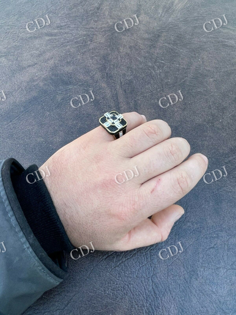 14K Gold Men's Baguette Black Diamond Ring  customdiamjewel   