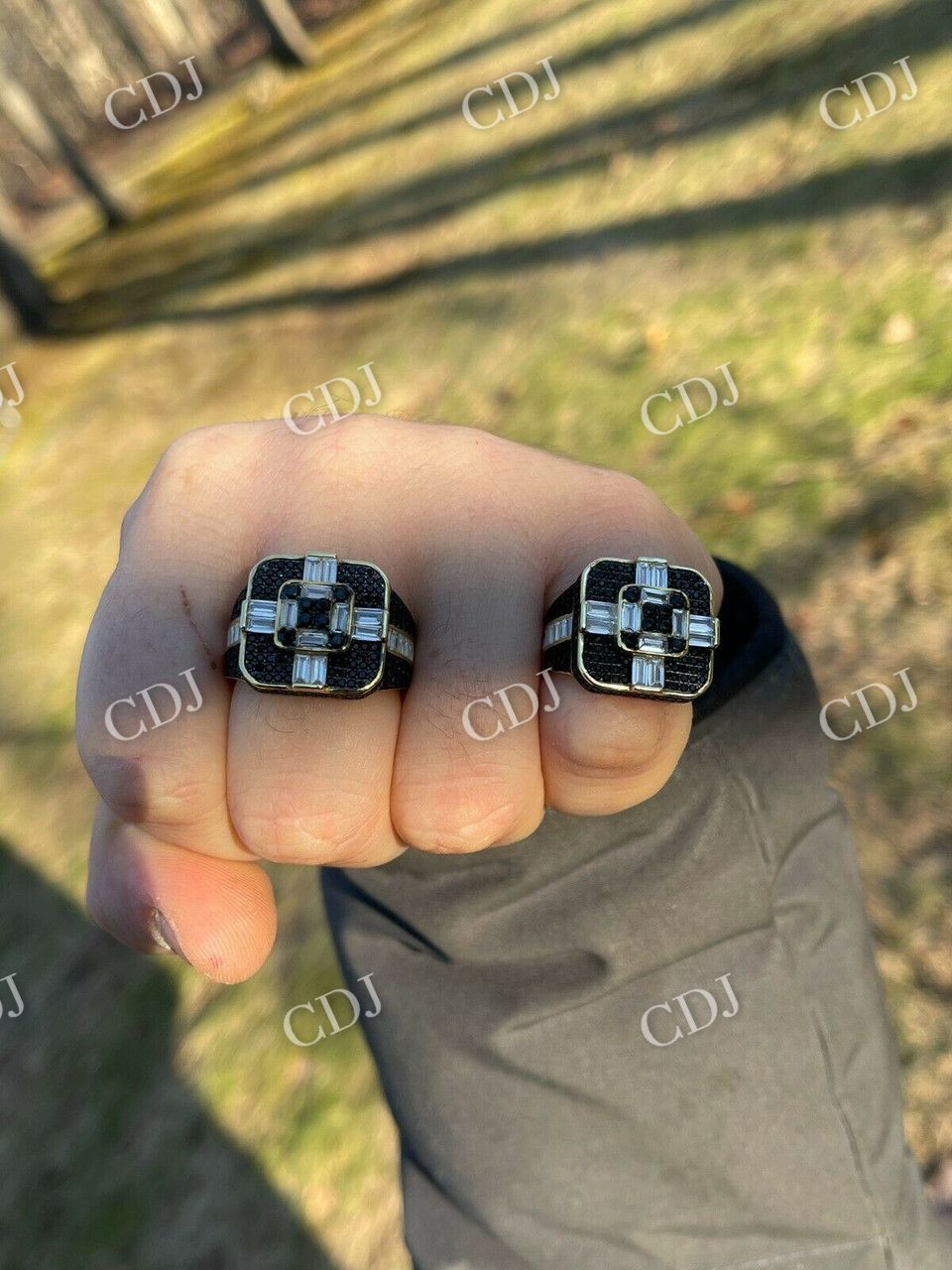 14K Gold Men's Baguette Black Diamond Ring  customdiamjewel   