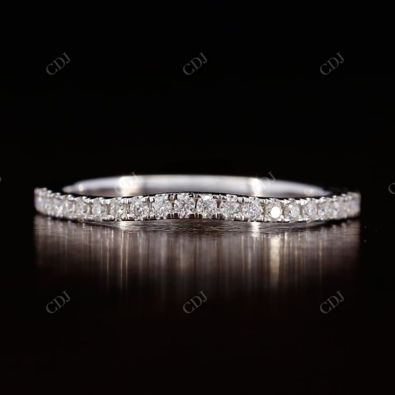 1.6mm Half Eternity  White Gold Wedding Band  customdiamjewel   