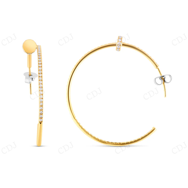 Gold Plated Moissanite Diamond Nail Hoop Earrings Stud earrings CustomDiamJewel