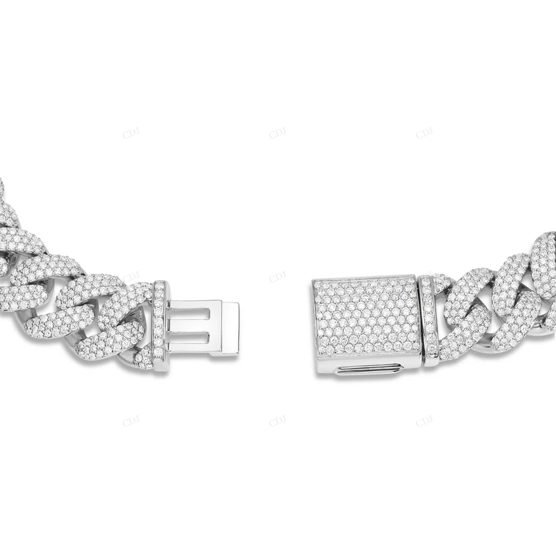 S925 Sterling Silver Moissanite Iced Out Cuban Link Bracelet CustomDiamJewel