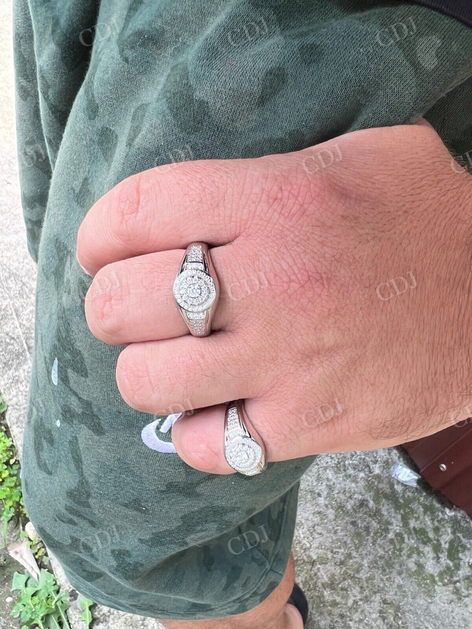 Round Cut Moissanite Iced Out Ring For Men  customdiamjewel   
