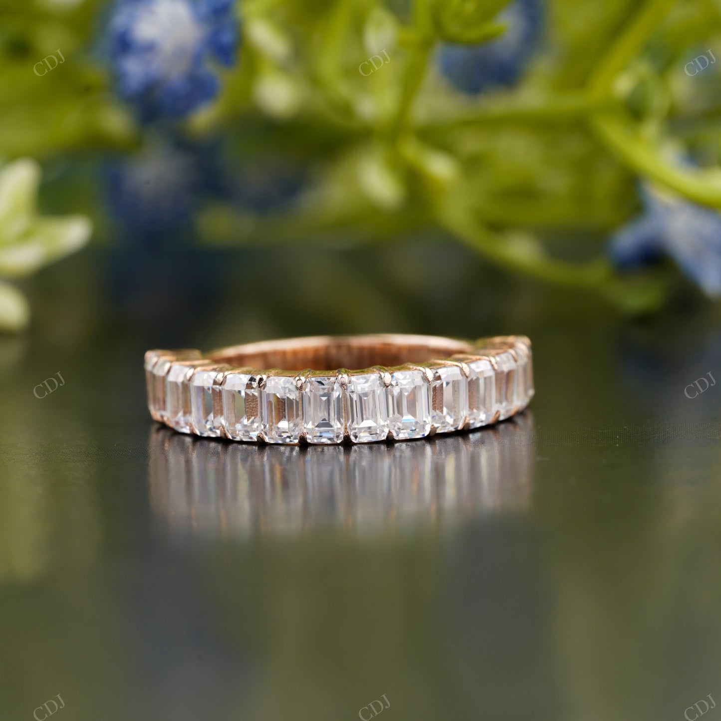 Emerald Lab-Grown Diamond Band Ring