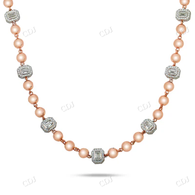 Real Diamond Emerald Cut Ball Chain Necklace hip hop jewelry CustomDiamJewel