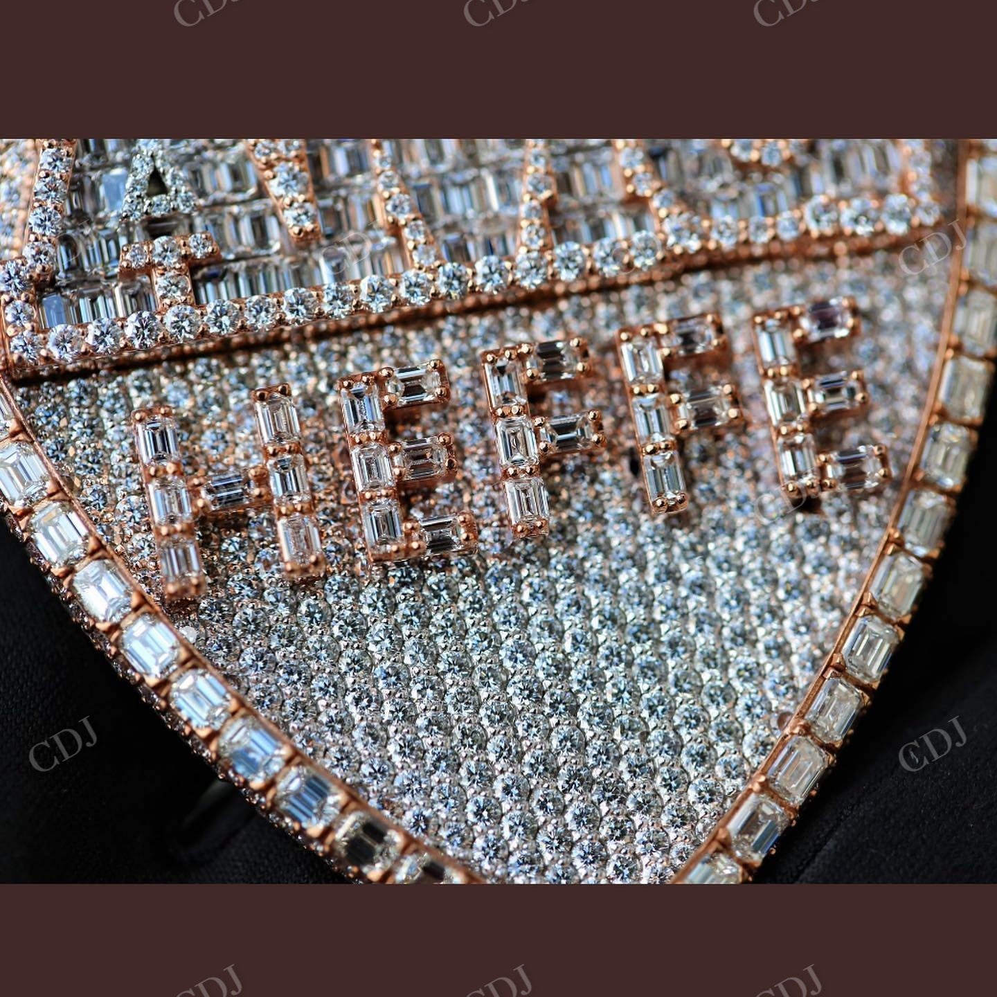 Rose White Baguette Diamond Pendant hip hop jewelry CustomDiamJewel   