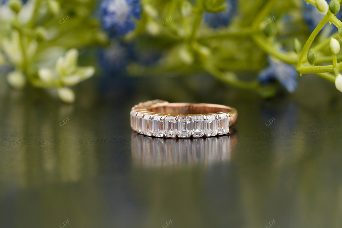 Emerald Lab-Grown Diamond Band Ring