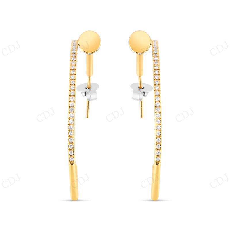 Gold Plated Moissanite Diamond Nail Hoop Earrings Stud earrings CustomDiamJewel