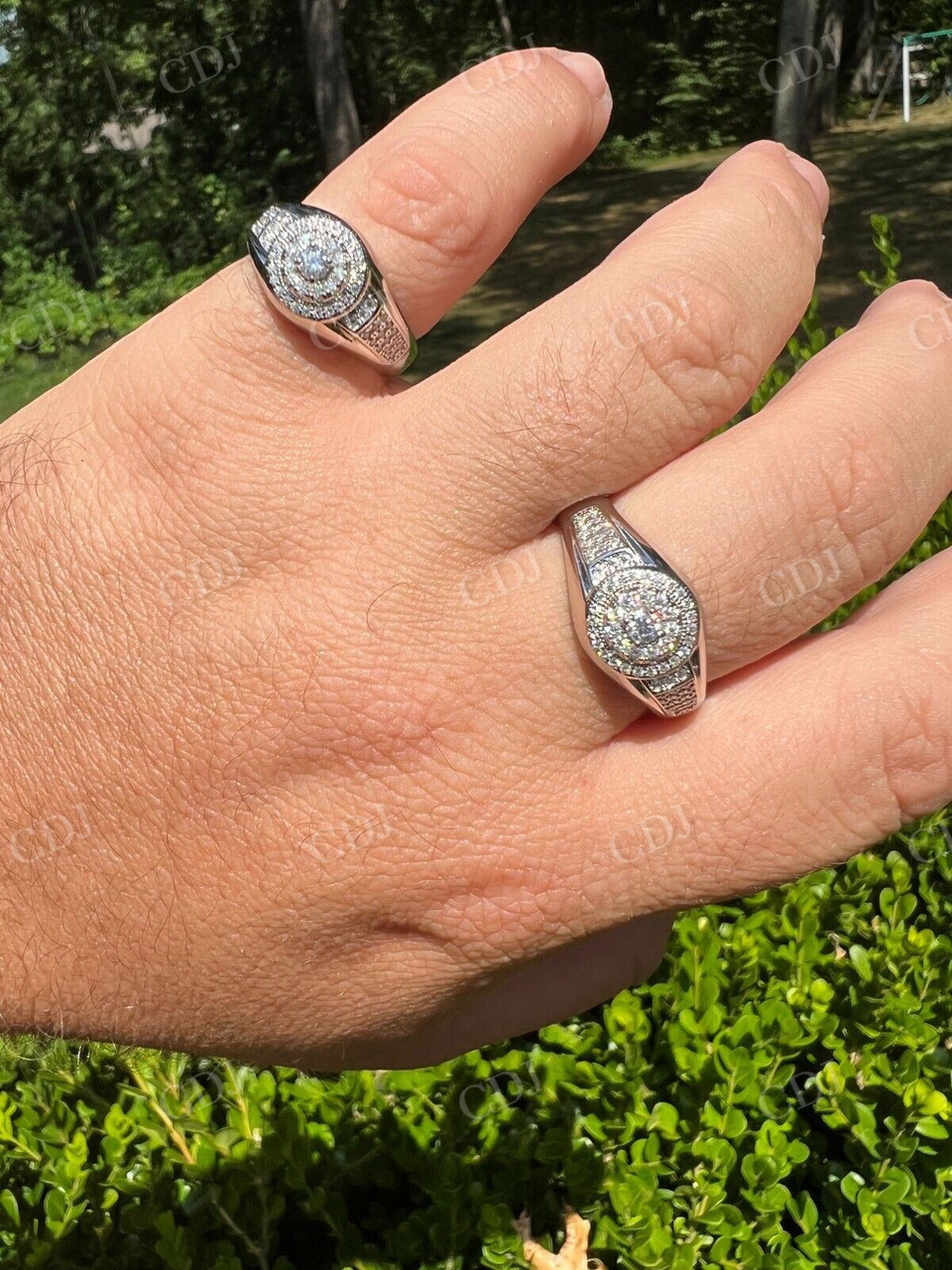 Round Cut Moissanite Iced Out Ring For Men  customdiamjewel   