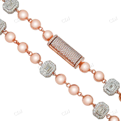 Real Diamond Emerald Cut Ball Chain Necklace hip hop jewelry CustomDiamJewel