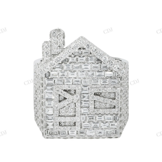 Silver Moissanite Baguette Trap House Ring hip hop ring customdiamjewel
