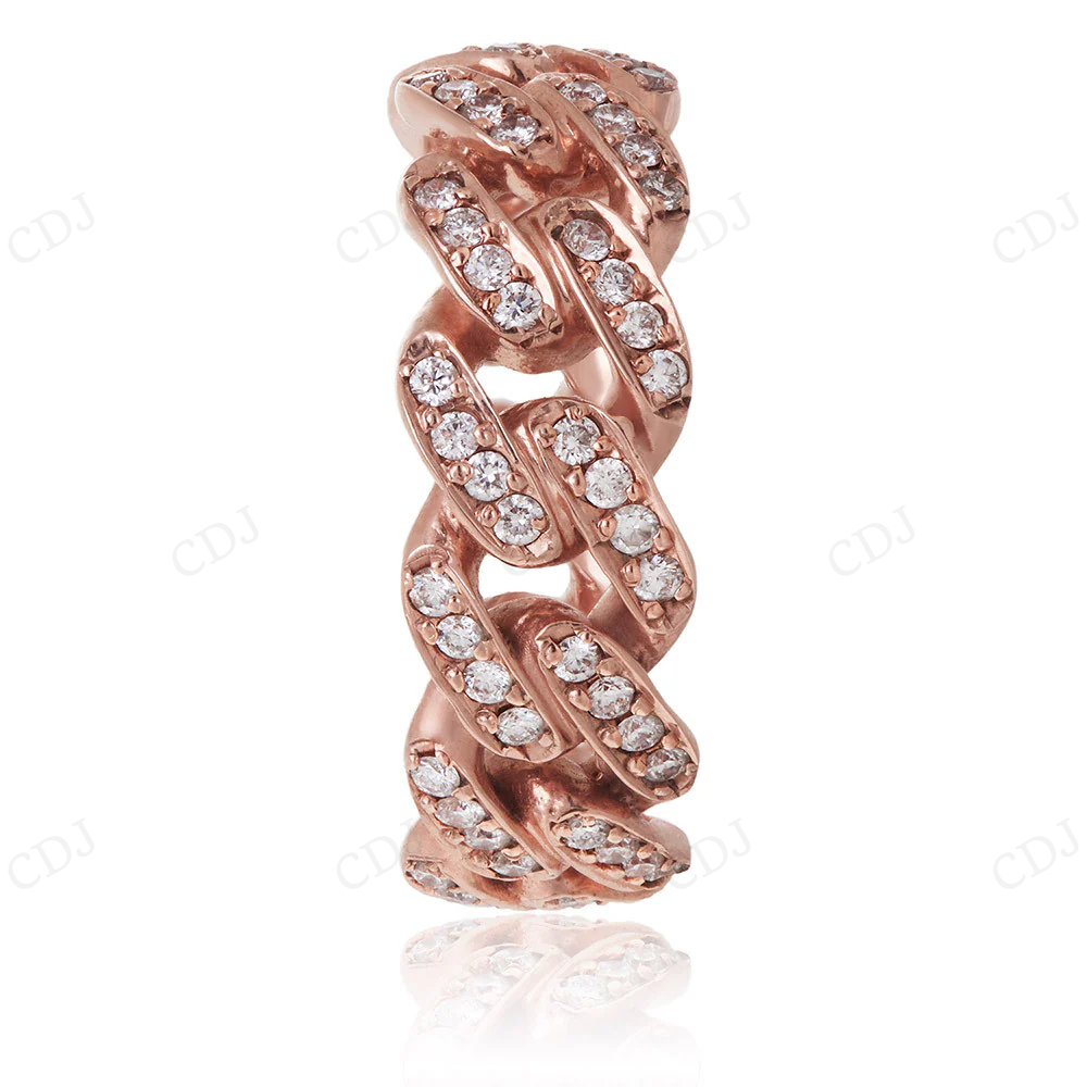 10K Rose Gold CVD Diamond Cuban Link Ring Band hip hop jewelry CustomDiamJewel