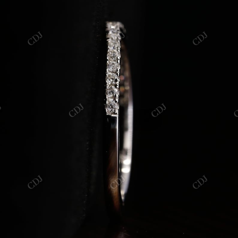 1.6mm Half Eternity  White Gold Wedding Band  customdiamjewel   