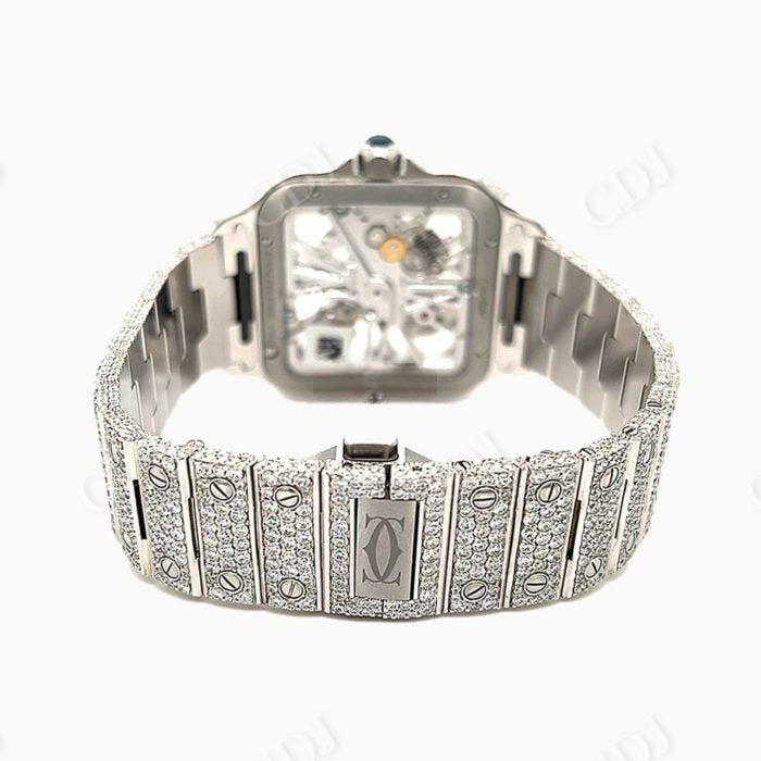 Rainbow Fully Iced Out Custom Cartier Moissanite Watch customdiamjewel