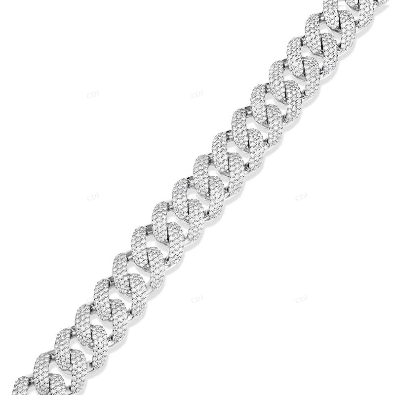 S925 Sterling Silver Moissanite Iced Out Cuban Link Bracelet CustomDiamJewel