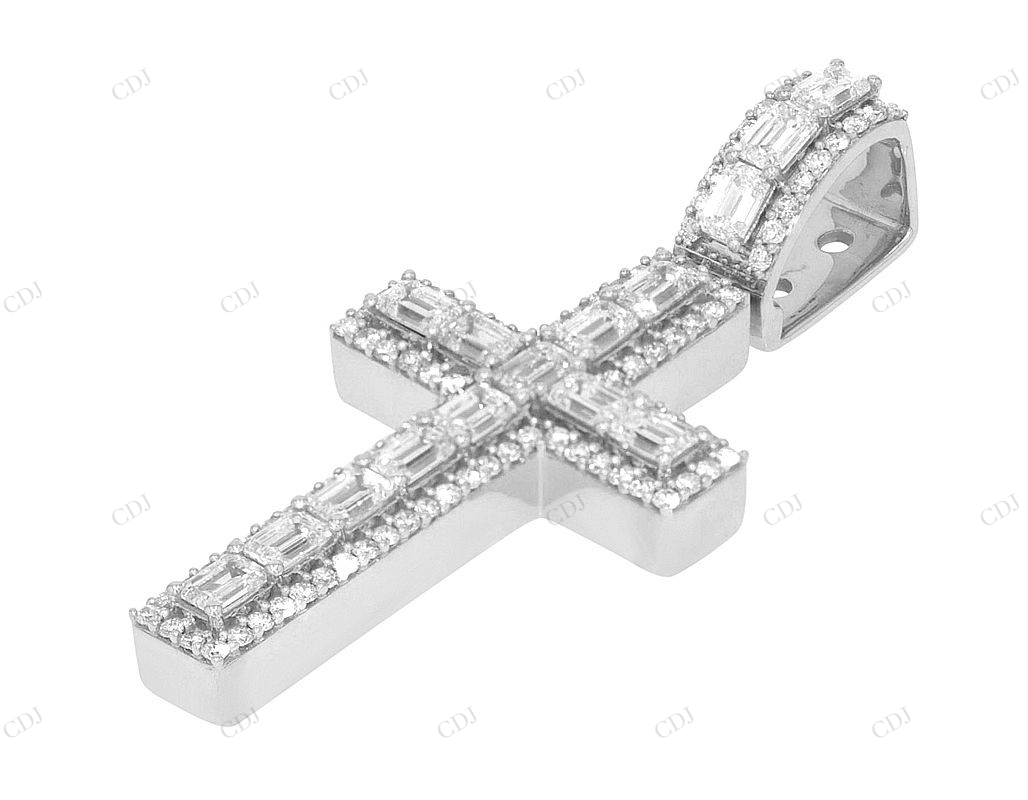 2.25 Inch Single Row Lab Grown Diamond 14K Gold Cross Pendant Hip Hop Pendent CustomDiamJewel