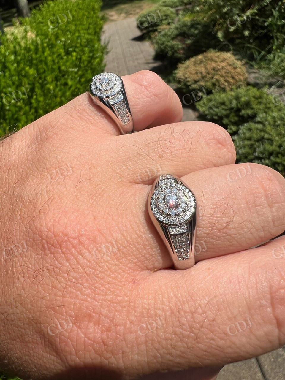 Round Cut Moissanite Iced Out Ring For Men  customdiamjewel   