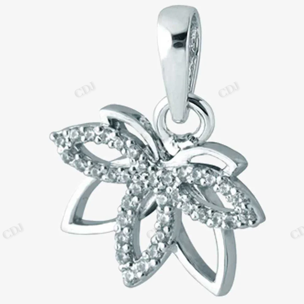 Sterling Silver Lotus Style Moissanite Pendant hip hop jewelry CustomDiamJewel