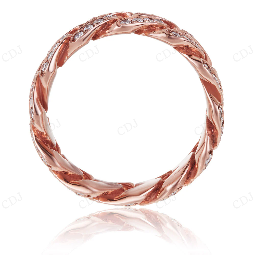 10K Rose Gold CVD Diamond Cuban Link Ring Band hip hop jewelry CustomDiamJewel