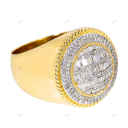 14K Luxury Round Cluster Halo Men's Silver Ring hip hop jewelry customdiamjewel