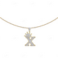 1.6" 0.65 CTW 10K Gold Natural Diamond Crown Initial "X" Pendant CustomDiamJewel