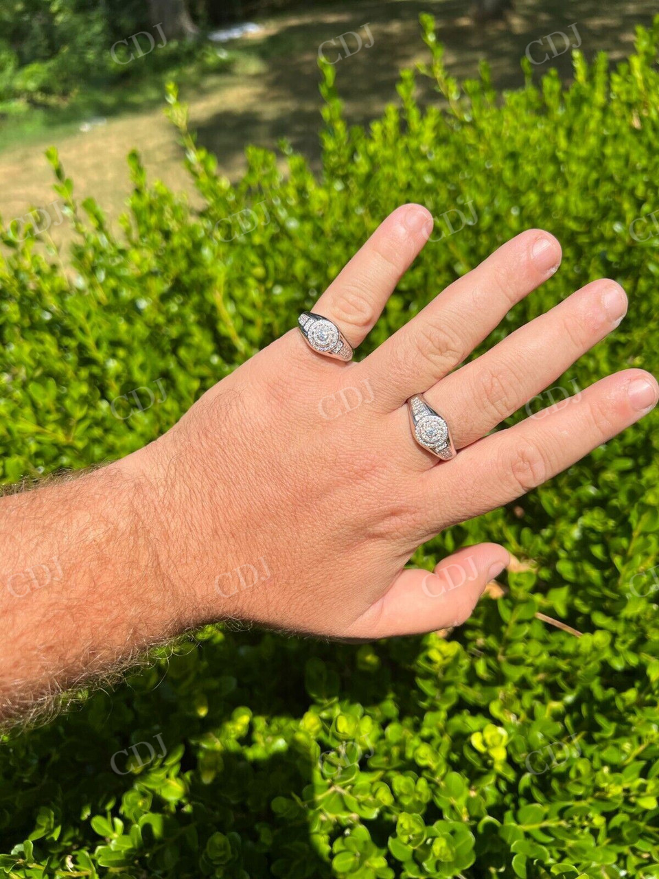 Round Cut Moissanite Iced Out Ring For Men  customdiamjewel   