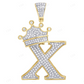 1.6" 0.65 CTW 10K Gold Natural Diamond Crown Initial "X" Pendant CustomDiamJewel