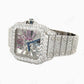 Rainbow Fully Iced Out Custom Cartier Moissanite Watch customdiamjewel