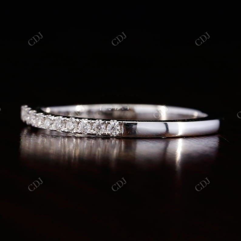 1.6mm Half Eternity  White Gold Wedding Band  customdiamjewel   