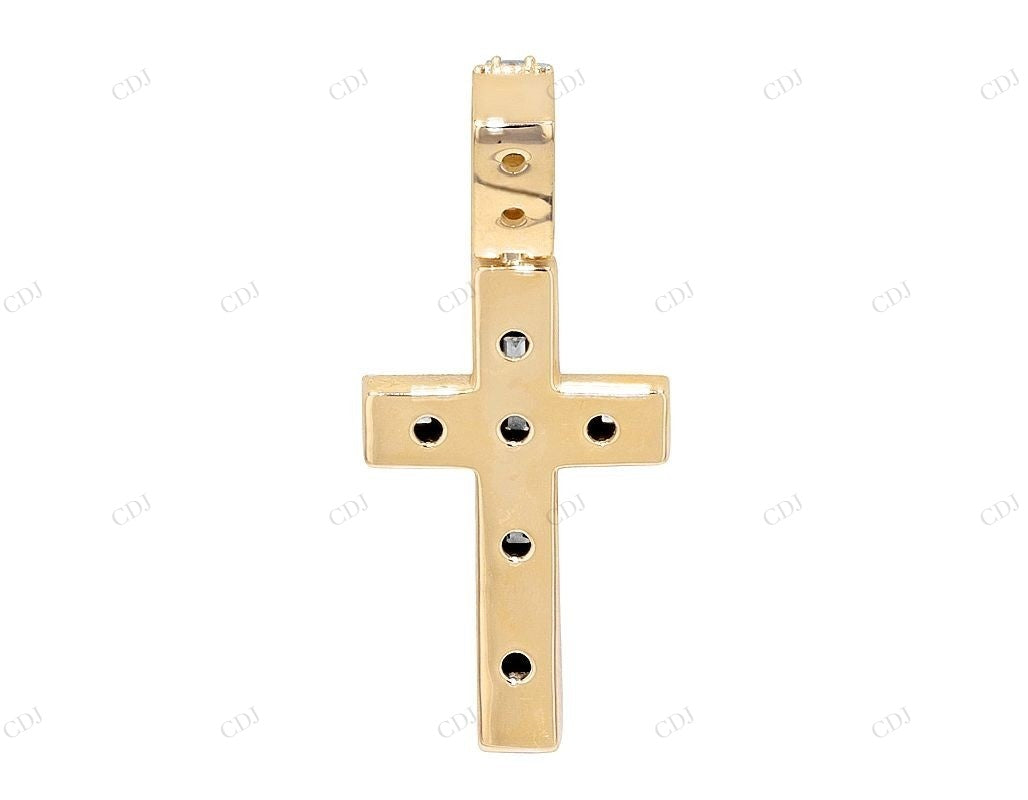 2.25 Inch Single Row Lab Grown Diamond 14K Gold Cross Pendant Hip Hop Pendent CustomDiamJewel