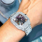 Rainbow Fully Iced Out Custom Cartier Moissanite Watch customdiamjewel