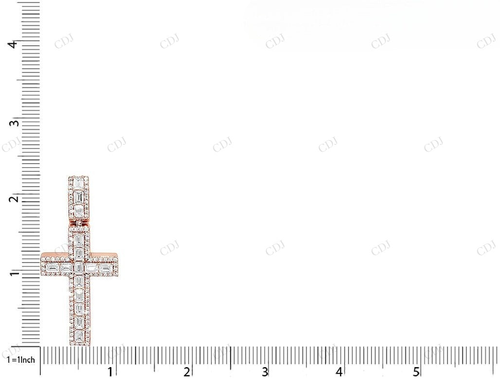 2.25 Inch Single Row Lab Grown Diamond 14K Gold Cross Pendant Hip Hop Pendent CustomDiamJewel