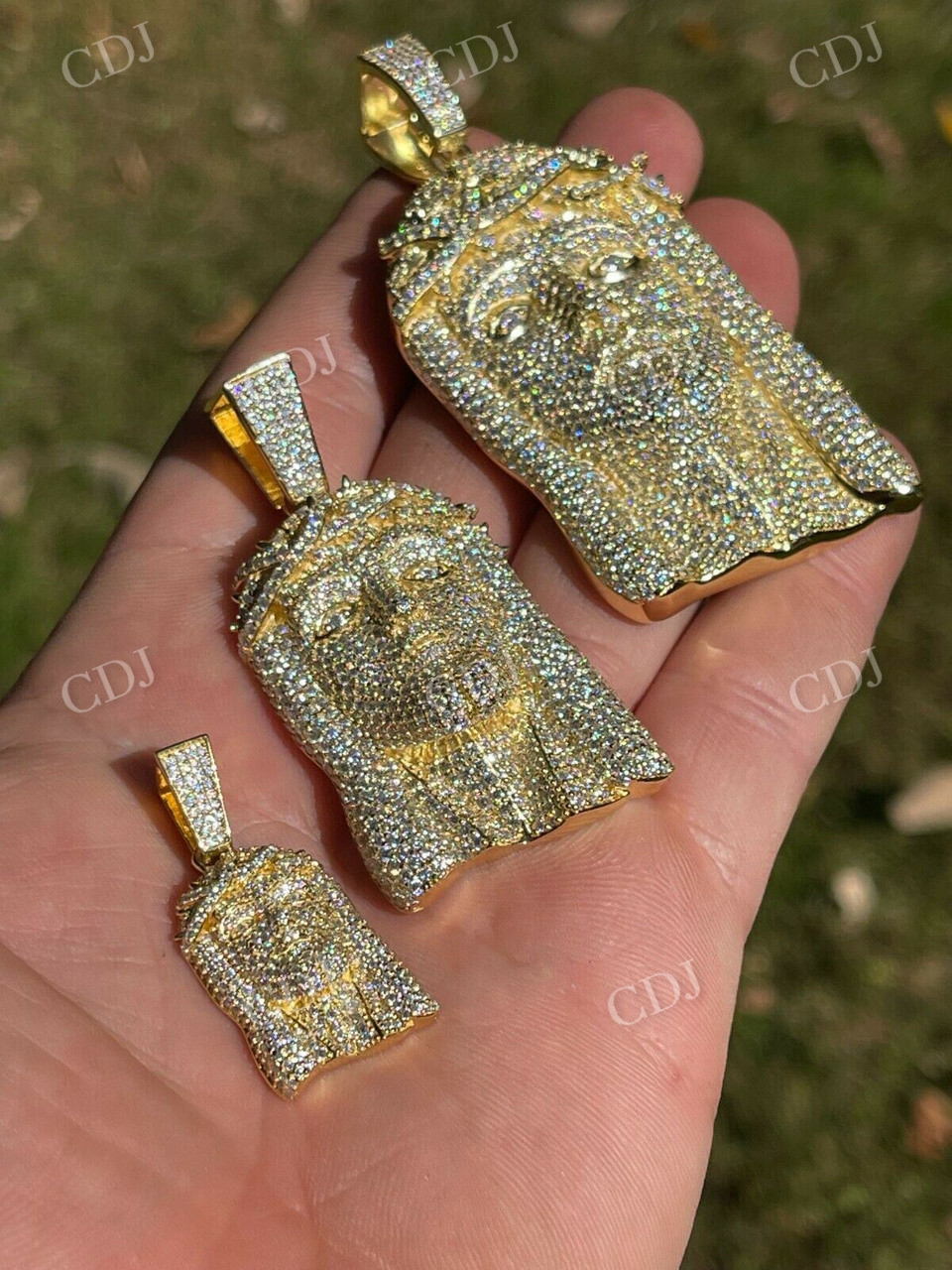 Fully Iced Moissanite Jesus Piece Pendant  customdiamjewel   