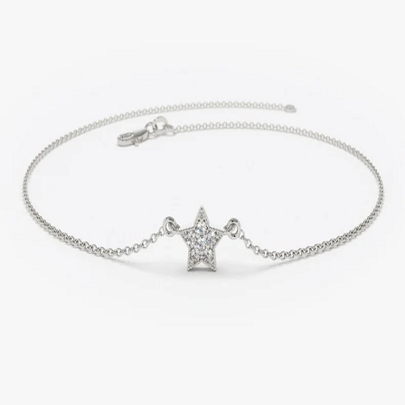 0.06CTW Moissanite Tiny Star Diamond Bracelet  customdiamjewel Sterling Silver White Gold VVS-EF