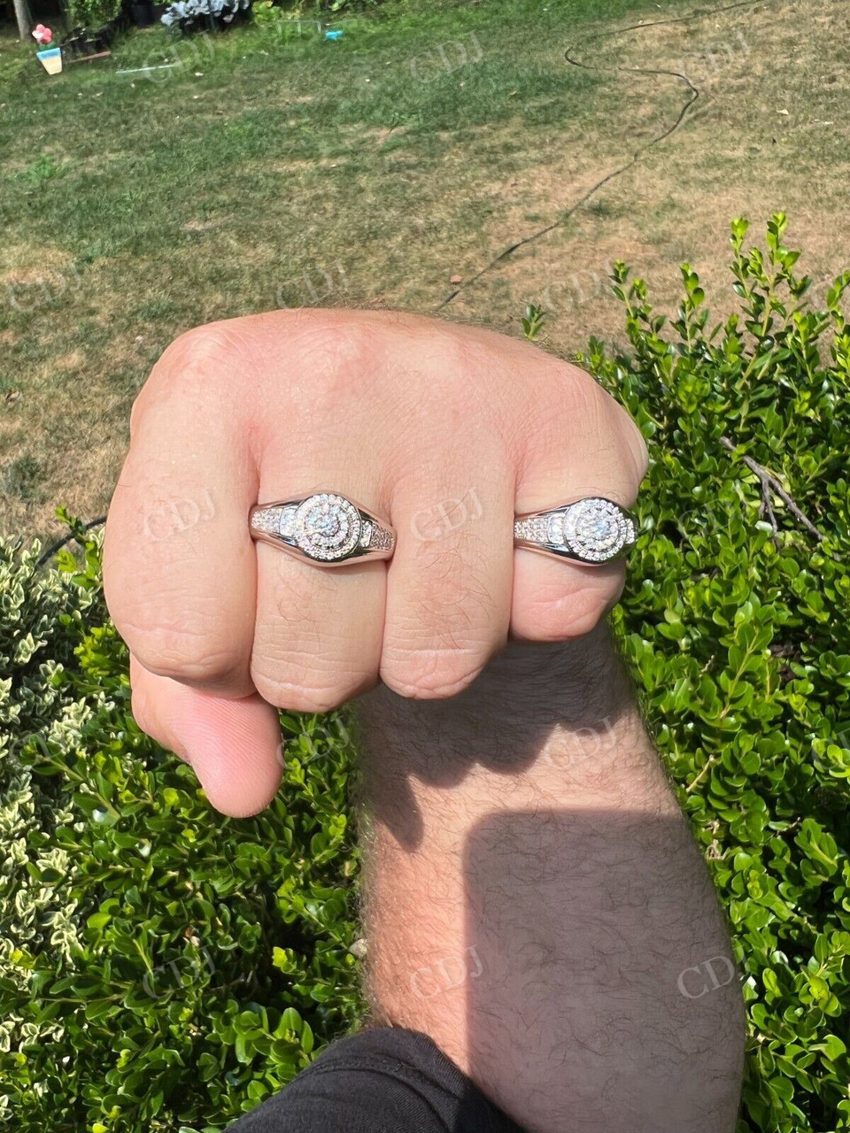 Round Cut Moissanite Iced Out Ring For Men  customdiamjewel   