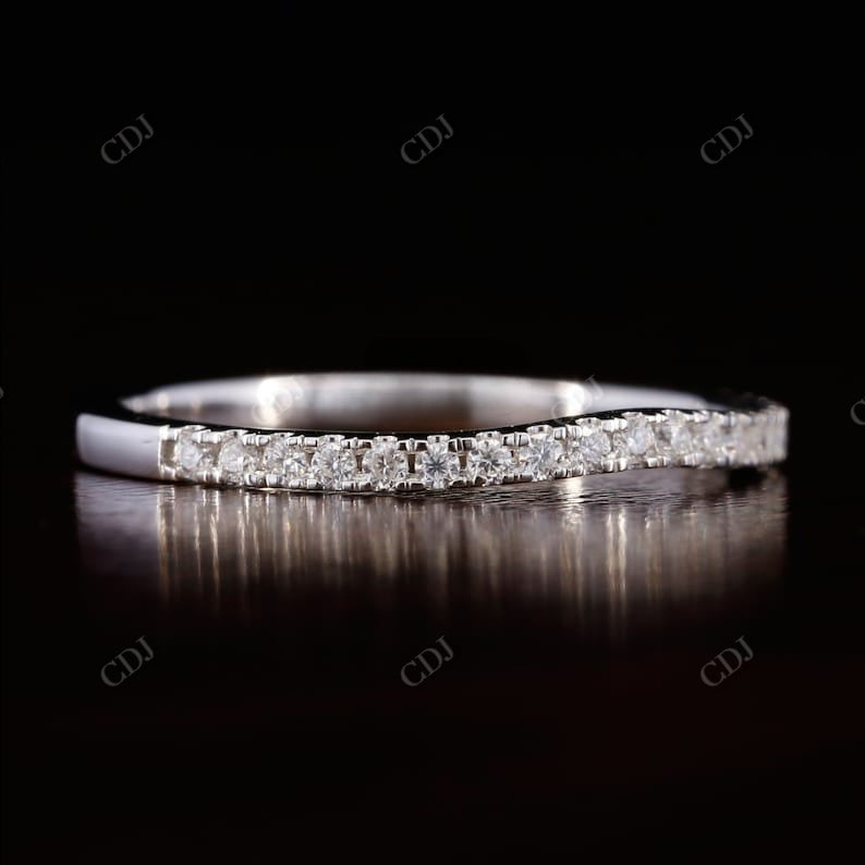 1.6mm Half Eternity  White Gold Wedding Band  customdiamjewel   
