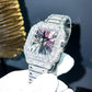 Rainbow Fully Iced Out Custom Cartier Moissanite Watch customdiamjewel
