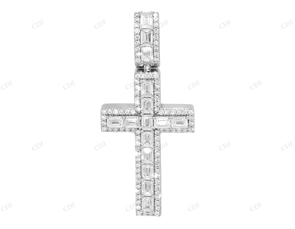 2.25 Inch Single Row Lab Grown Diamond 14K Gold Cross Pendant Hip Hop Pendent CustomDiamJewel