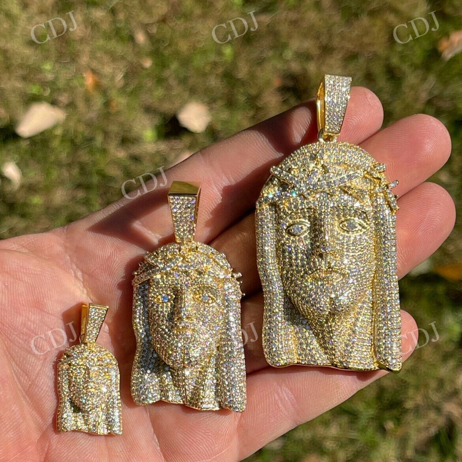Fully Iced Moissanite Jesus Piece Pendant  customdiamjewel   