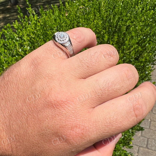 Round Cut Moissanite Iced Out Ring For Men  customdiamjewel   