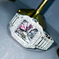 Rainbow Fully Iced Out Custom Cartier Moissanite Watch customdiamjewel