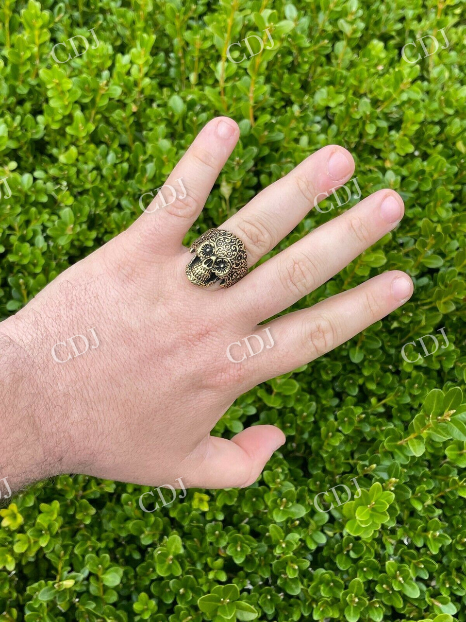 Luxury 14K Gold Calavera Sugar Skull Ring customdiamjewel