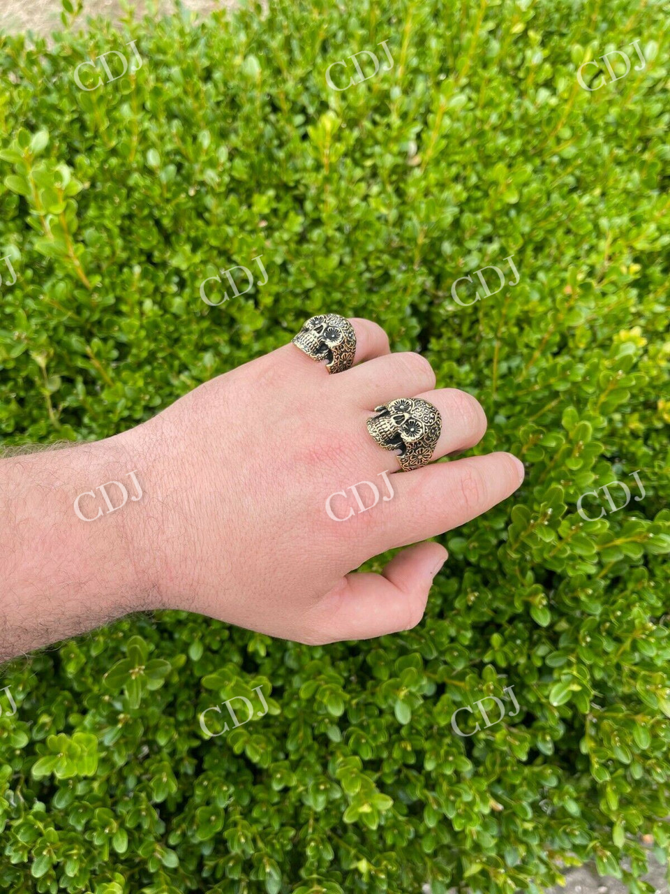 Luxury 14K Gold Calavera Sugar Skull Ring customdiamjewel