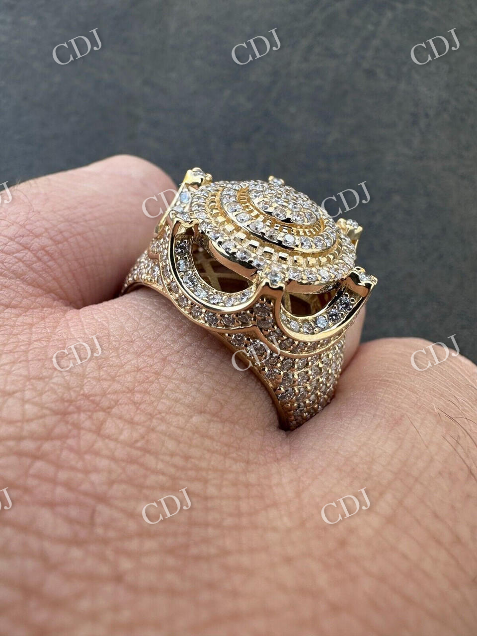 14k Gold Iced King Crown Micropave Ring  customdiamjewel   