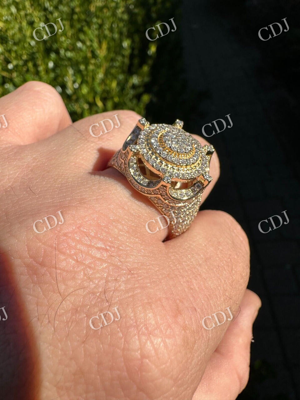 14k Gold Iced King Crown Micropave Ring  customdiamjewel   
