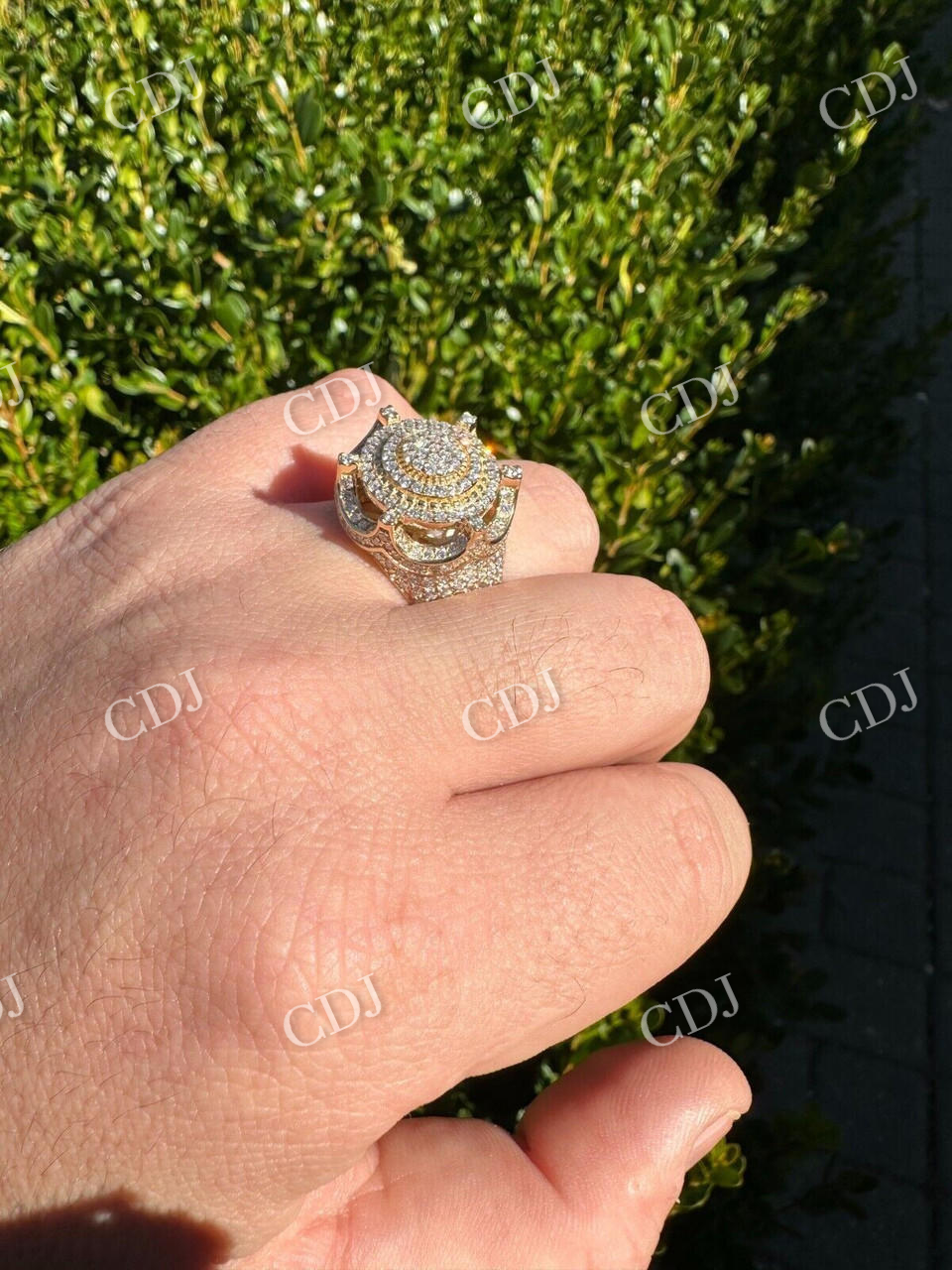 14k Gold Iced King Crown Micropave Ring  customdiamjewel   