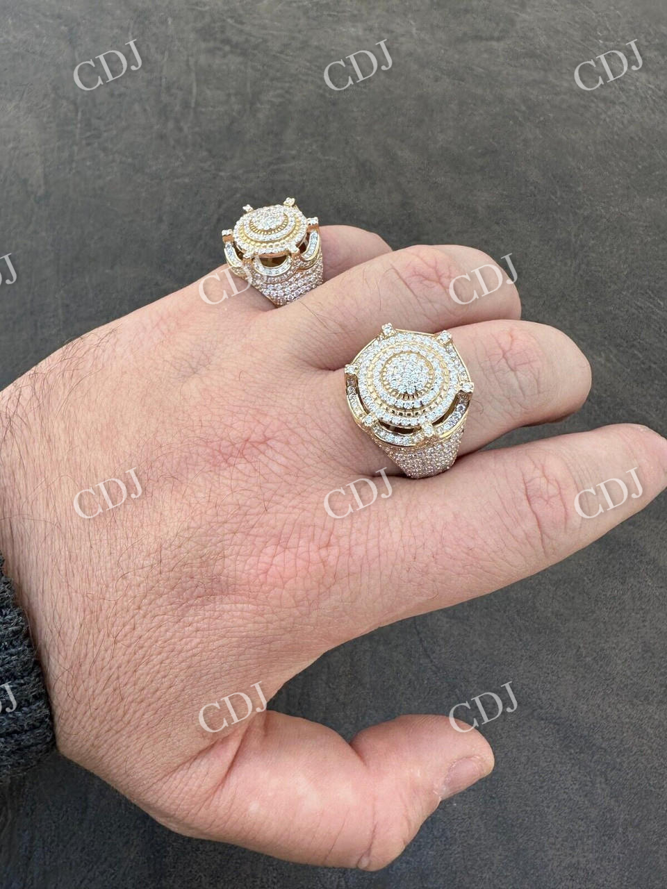 14k Gold Iced King Crown Micropave Ring  customdiamjewel   
