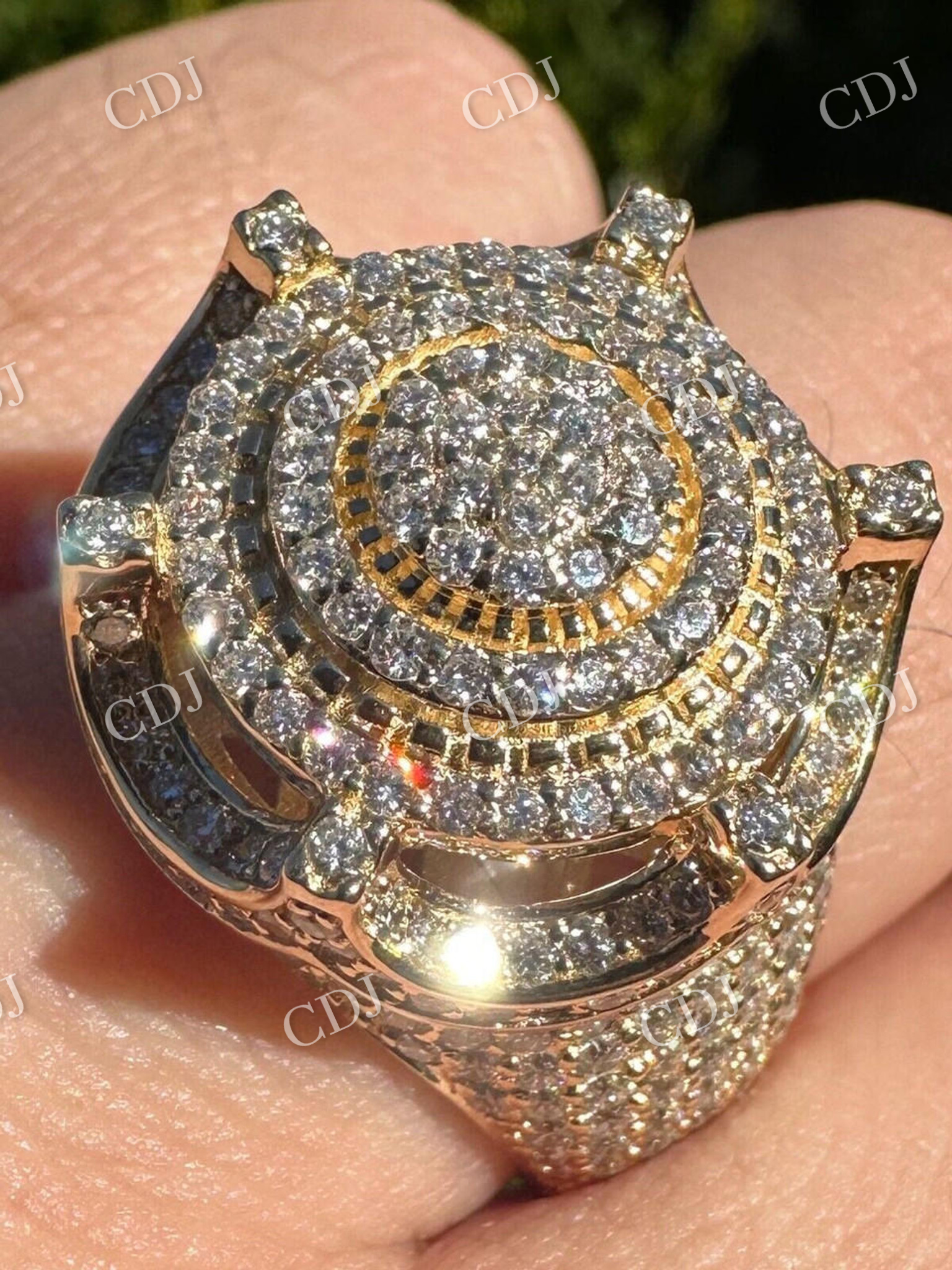 14k Gold Iced King Crown Micropave Ring  customdiamjewel   